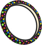 Elastic Puzzle Pieces Neoprene Car Steering Wheel Cover Protector Upgrade Thicken,Autism Awareness Colorful,Anti Slip Soft Car Accessories for Diverse Cars Truck SUV for Men Women Universal 15 Inch