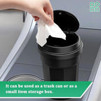 Car Trash Can with Lid, Mini Leakproof Vehicles Garbage Bin for Cup Holder, Multipurpose Automotive Interior Trash Organizers Storage Accessories, Universal for Truck Sedan SUV