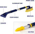 Snow Brush for Car Windshield – Ice Scraper with 34-50” Hybrid Extendable Handle Ergonomic Multi-Tool Detachable Swivel Head Non-Slip Foam Grip Heavy Duty Snow Remover for SUV, Truck