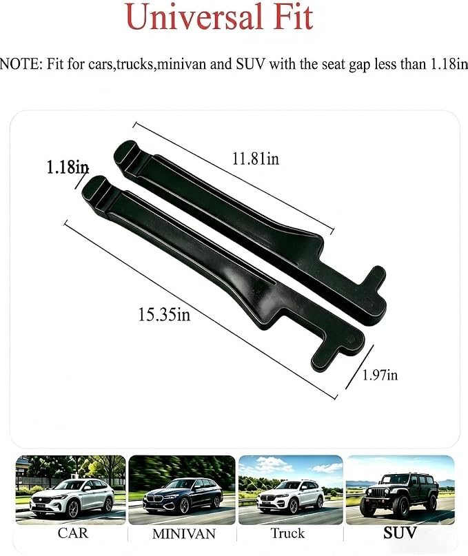 Car Seat Gap Filler with Hook, Seat Gap Filler Organizer Universal Fit Crevice Blocker Plug to Fill Gap Between Seat and Console Stop Things from Dropping 2 Pack