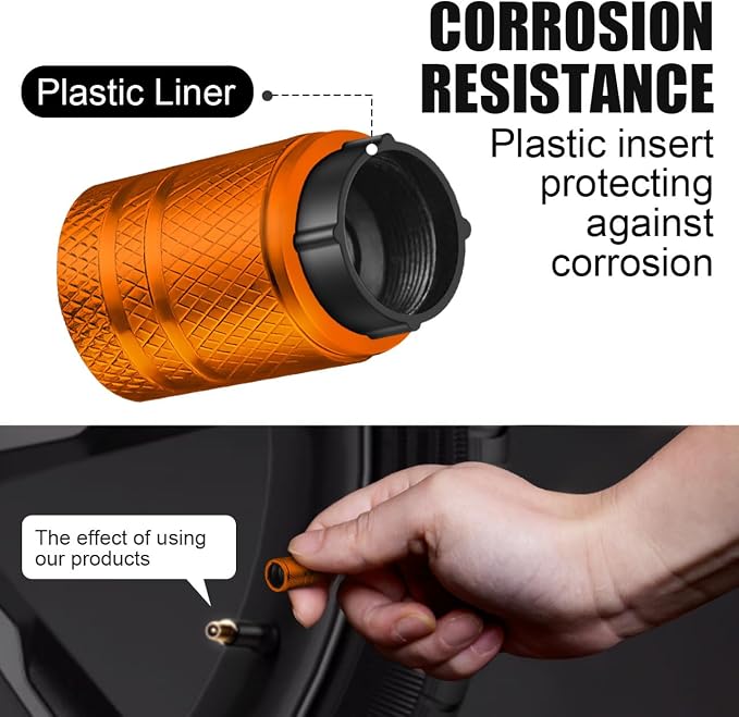 Tire Valve Stem Caps - (5 Pack) Metal Air Caps with Plastic Liner, Corrosion Resistant, Leak-Proof, Dog Cat Paw Universal Stem Covers for Cars Trucks Motorcycles and Bikes - Orange