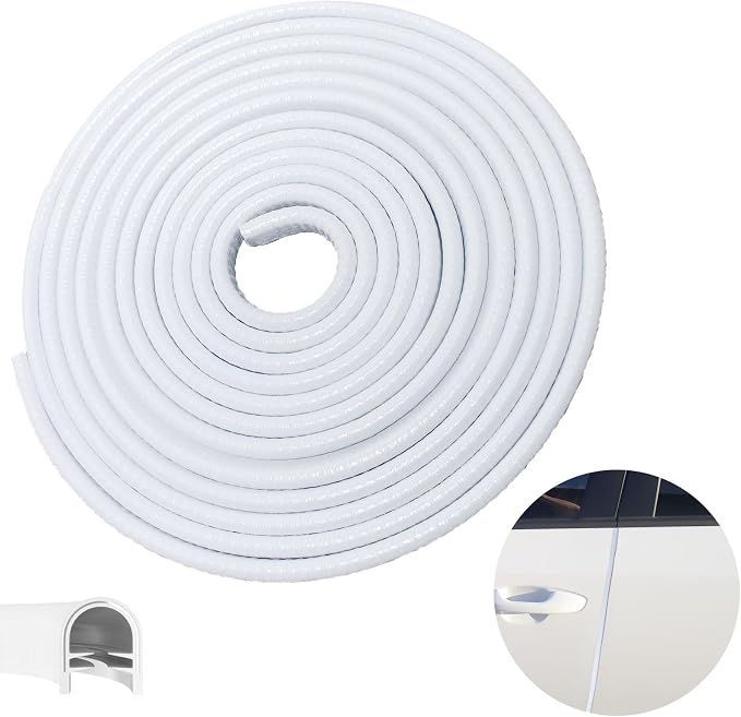 Car Door Edge Guards, 16.4Ft(5m) Car Door Protector Edge Guards Rubber Seal, Doors Edge Trim U Shape Edge Guards for Cars Trucks Suvs (White)