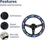 Blue Butterfly Steering Wheel Cover, Non Slip Polyester Car Wheel Protector for Car SUV Truck, Universal 15 Inch