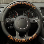 Leopard Steering Wheel Cover, Made with Breathable Microfiber Leather Cheetah Print, Anti-Slip, Universal Fit 14 1/2 inches to 15 inches, Black