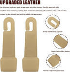 Car Seat Headrest Hooks, Purse Hook for Car, Automotive Headrest Handbags Holder, Auto Accessories Leather Seatback Organizer Hanger for Hanging Purses Bags Coats (Beige, 1PCS)
