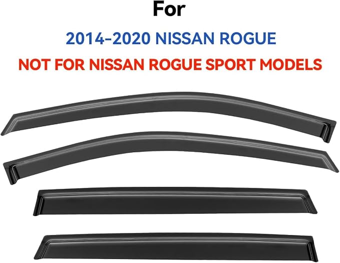Window Visors Rain Guards for Nissan Rogue S SV SL 2014-2020, Out-Channel Window Vent Wind Deflectors Visors Shades for 14-20 Rogue (Excludes Rogue Sport Model)