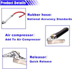 10-120 PSI Tire Pressure Gauge with Inflator 12" Air Hose, Heavy Duty Dual Head Air Chuck with 4 Way Tool and Valve Cores, Tire Inflator Car Accessories for Truck SUV Motorcycle