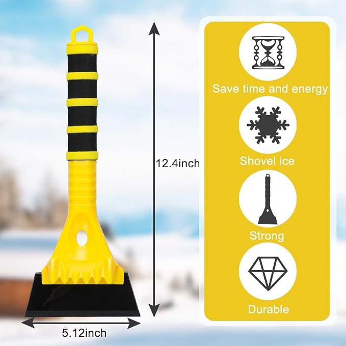 Snow Brush and Ice Scraper Set for Car Windshield Snow Frost Ice Removal Tool Detachable Snow Scraper with Foam Handle for Cars Trucks Window