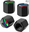 4 PCS Tire Valve Stem Caps, Cute Cow Print Airtight Dust Proof Tire Valve Covers, Corrosion Resistant Aluminum Wheel Stem Caps for Cars, Trucks, SUVs (Colourful Flag)