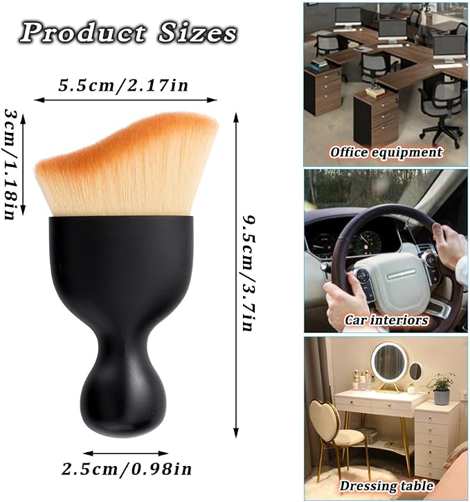 2 Pcs Car Detailing Brush, Car Wash Brush, Car Interior Cleaning Brush Ideal for Interior, Exterior, Dashboard, AC Vents, Leather & Engines, Soft Bristles (Yellow, 2 Pcs)