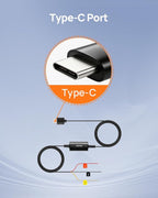 Type-C Hardwire Kit UP03 for Dash Cams, 10ft, 12V-30V to 5V/2.4A, Low Voltage Protection 11.8V, 24 Hour Parking Surveillance Power Supply for M310/M500/A510/A500S/A810/X800/A810 Lite Car Cameras