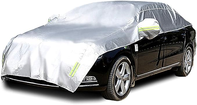 Half Car Cover All Weather Car Body Cover Sunshade Cover Snow Cover Waterproof Snowproof Universal 210D Oxford Fabric (Fit Sedan Length 176'' to 193'')