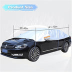 Half Car Cover for Sedan, Waterproof & Dustproof & Snowproof Automotive Windshield Covers, All-Weather Auto Sun Protection with Reflective Straps, 141.7" Vehicle Sunroof Cover (Notchback)