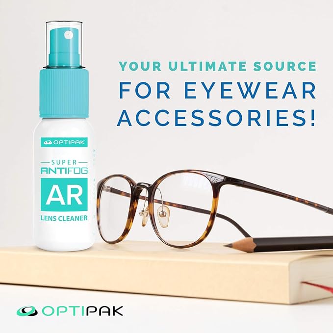Anti Fog Lens Cleaner Spray Kit | (2x) 1oz Anti Fog Glasses Cleaner Bottle + (2x) Microfiber Cloth for Eyeglasses, Goggles, Sunglasses, Mirror - Eyeglass Defogger Spray Cleaning Kit (4 Piece Set)