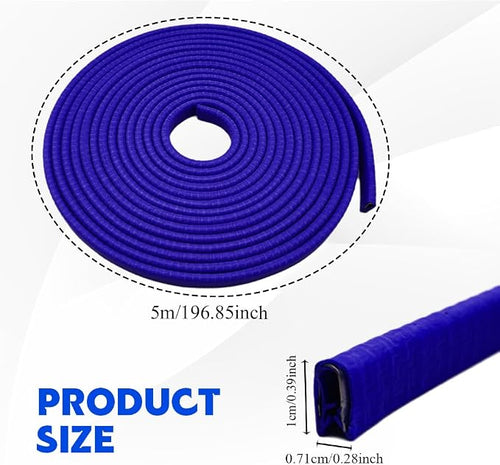 16.4Ft(5M) Car Door Edge Guards, Car Door Protector, U Shape Edge Trim Rubber Anti-Collision Seal Protector, No Glue Required Auto Entry Guard Seal Strips Fit for Trucks SUVs Sedans (Blue)