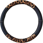 Leopard Steering Wheel Cover, Made with Breathable Microfiber Leather Cheetah Print, Anti-Slip, Universal Fit 14 1/2 inches to 15 inches, Black