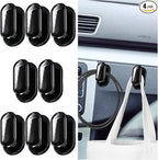 Car Mini Hooks, Multifunctional Strong Self-Adhesive Backseat Hangers, Wall Hanging Hooks, Universal Hook Stickers, Car Interior Accessories for Key Charging Cable Earphone (8PCS Glossy)