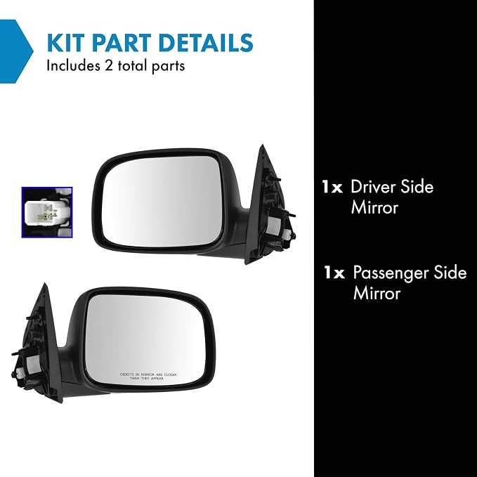 2 Piece Driver and Passenger Side Mirror Assembly Set Electric Adjustment Non-Heated No Memory Black Compatible with 2009-2012 Chevrolet Colorado GMC Canyon Extended & Crew Cab GM1320382 GM1321382