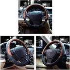 Microfiber Leather Steering Wheel Covers Universal 15 inch (Brown