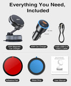 25W Qi2.2 MagSafe Car Mount Charger Built-in Cooling Fan, Upgraded Vacuum Suction Cup 360° Rotation, Magnetic Wireless Car Charger with 63W Adapter for iPhone 17 16 Pro Max Samsung S26 Ultra