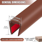 Rubber Edge Trim, Flexible Edge Banding, 3/8"(9.5mm) U Channel Edge Protector, Self Adhesive Edge Guards for Plywood, Glass, Flexi-Glass and Sheet Metal Parts, 20Ft, Brown Color