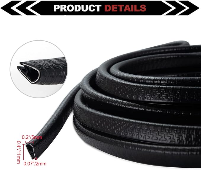 Car Door Protector 5M,Rubber Door Protectors for Vehicles No Glue Car Accessories Rubber U Shape Car Trim Door Protectors Seal for Sedan, Trucks, SUV, ATV, Boats (Black,16.4Ft)