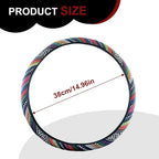 Boho Flax Cloth Steering Wheel Cover, Hippie Baja Blanket Anti-Slip Breathable Protector, Universal Fit 14.5-15 Inch for Cars SUV Van Truck, Women Car Interior Accessories (Style B)