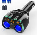 [2026 Upgraded] Cigarette Lighter Splitter, 180W 2-Socket Cigarette Lighter Adapter with Dual QC3.0 and 20W PD USB C Car Charger Splitter for GPS/Dash Cam/Laptop/iPad/iPhone 17/16/15/14/13/12