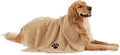 Pet Grooming Towel Collection Absorbent Microfiber X-Large, 41x23.5", Embroidered Taupe
