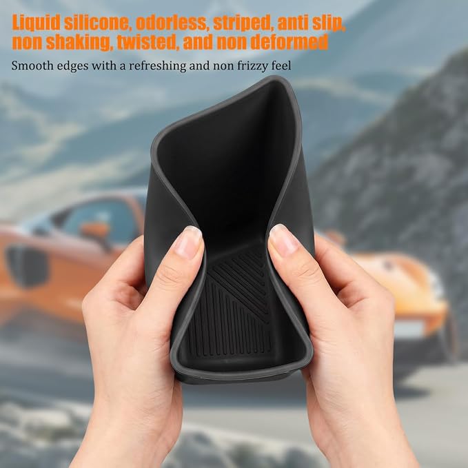 Car Trash Can, Silicone Portable Vehicle Side Door Garbage Container Trash Bin, Multifunctional Auto Interior Dustbin Garbage Can Storage Organizer, Universal Fit (Right/Black)