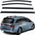 4pcs Smoke Tint with Chrome Trim Outside Mount Tape On/Clip On Style PVC Sun Rain Guard Vent Window Visors Compatible with 11-17 Odyssey RL5