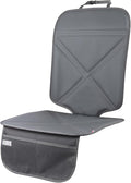 Car Seat Protector Leather Waterproof Child Safety Seat Protector Cover with Thick Pad and 2 Large Pockets Durable Kick Mat for All Auto Seat (Deep Gray)
