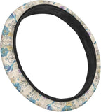 Comfortable Car Steering Wheel Cover Hummingbird Flower Blue Pattern Auto Steering Wheel Protector with Anti-Slip Lining Car Interior Accessories Universal Fit Car SUV Van Truck