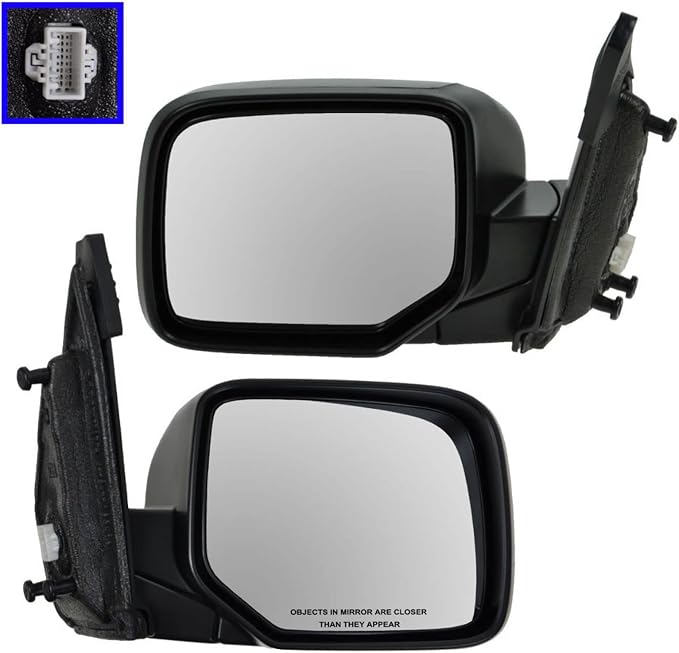 2 Piece Driver and Passenger Side Mirror Assembly Set Electric Adjustment Heated No Memory Black Compatible with 2009-2015 Honda Pilot HO1320248 HO1321248 Without Turn Signal Housing