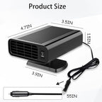 Portable Car Heater-Car Heater for Vehicle with 2-in-1 Heating & Cooling, 360° Rotary Windshield Defroster, 12V 150W Plugs into Cigarette Lighter for Cars/SUVs/Trucks