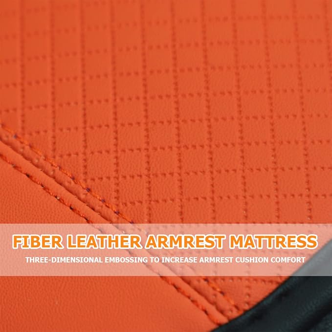 Car Armrest Storage Box Mat, Fiber Leather Car Center Console Cover, Car Armrest Seat Box Cover Accessories Interior Protection for Most Vehicle, SUV, Truck, Car (Orange)