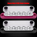 6 x M8 (5/16") Studs Power Distribution Block Bus Bar 12V, 5.9" HD 200A Marine BusBar Battery Distribution Block W/Cover for Car Boat Solar (Red & Black)