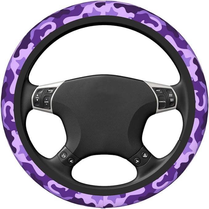 Purple Camo Steering Wheel Cover For Women Men Girls Car Accessories Decor Anti-Slip Neoprene Auto Steering Wheel Covers Protector Universal 15 Inch
