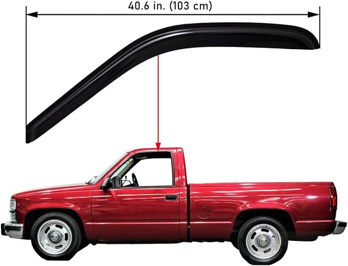 Extra Durable Tape-on Window Visor, Fits 1988-1998 Chevrolet & GMC C/K 1500, 2500, 3500 Regular/Extended Cab, 1992-1999 Tahoe & Yukon, 1992-1994 Blazer (NOT Fit S10 Blazer), Smoke, 2-Pcs