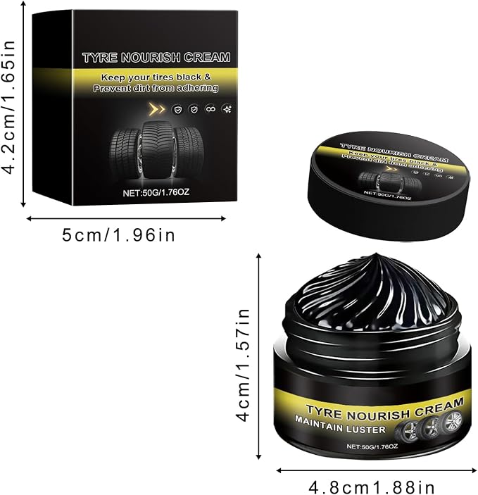 2PCS Tire Shine Cream - Car Tire Ceramic Coating for Deep Black Gloss, Powerful Wheel Cleaning Refurbish Wax with UV Blocking Dust, Tyre Nourish Cream for Long-Lasting Auto Care