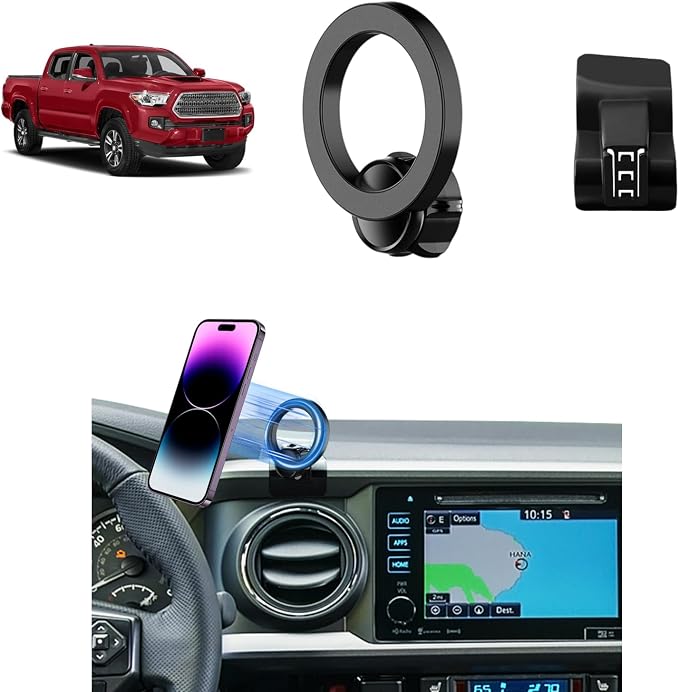 PZK Car Phone Holder for Toyota Tacoma 2016-2023 Accessories Custom Vent | 3rd Gen Tacoma Magnetic Car Phone Mount Compatible with Magsafe Hands Free 360° Rotation Phone Stand for All Smartphones