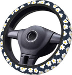 Cartoon Daisy Flower Elastic Steering Wheel Cover Non-Slip Breathable Steering Wheel Protector Fit Auto, SUVs, Truck