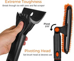 39" Extendable Snow Brush with Detachable Ice Scraper for Car - Portable Snow Removal Tool for Windshield & Vehicles - Flexible Handle, Ergonomic Grip, 11" Wide Squeegee & Bristle Head