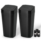 Car Trash Can, 2 Packs Mini Car Garbage Can with Lid, Leakproof Small Cup Holder Trash Can for Car with 60 Trash Bags, Vehicle SUV Truck Organizers and Storage for Home, Office, Black