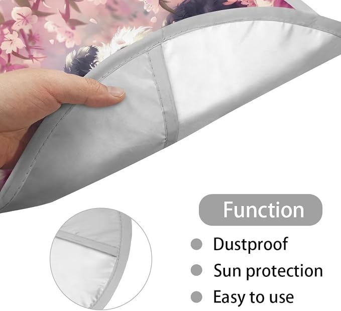 Steering Wheel Cover Sun Shade Pink Cherry Blossom Panda Car Steering Wheel Accessories for Women 17 inch Cooling Steering Wheel Cover Block Sun & Heat Universal Fit for Cars SUV Trucks