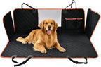Dog Car Seat Cover for Back Seat, Scratch-Resistant Nonslip Hammock with Side Flaps and Seatbelt Openings for Cars, SUVs, and Trucks, Black