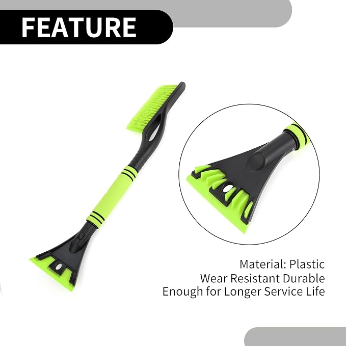 1pc 60x11cm Universal Car Ice Scraper Brush with Broom - SUV Snow Frost Remover for Car Truck RV Windscreen Side Window Anti Crash - Plastic Green Snow Shoveling Defrost Clearing