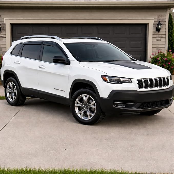 2014-2023 Tape-On Rain Guards for Jeep Cherokee Side Window Visor Deflectors, KL Latitude Altitude Limited Trailhawk X, Durable Tinted Vent Shades 2015 2016 2017 2018 2019 2020 2021 2022