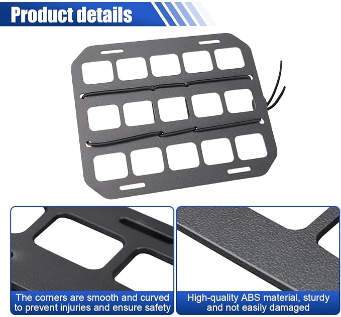 Vehicle Rigid MOLLE Panel, Headrest Organizer EDC Pouch Tool Holster, Tactical Gear Seat Back Rack Truck Equipment Mount Plate, Auto Interior Modular Storage Shelf Accessory(Backrest)