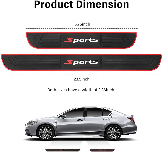 4PCS Car Door Sill Protector,Anti-Scratch & Waterproof Car Door Sills Scratch Protection,Universal Car Exterior Accessories Automotive Door Entry Guard for Car,Truck,SUV (Sport, Width 2.36'')